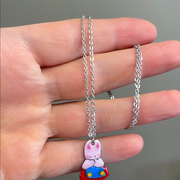 Vintage Bunny Pendant Necklace Kids Sanrio Cheery Necklace Pendant Unisex Kawaii - Picture 2 of 7